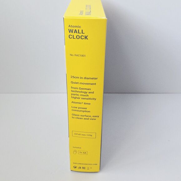 Explore Scientific Atomic Wall Clock Stainless Steel Silver Frame New Quiet - Picture 4 of 9